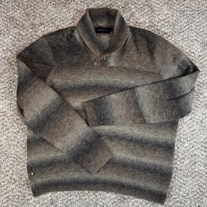 Geoffrey Beene Large Vintage 90s Wool Blend Ombre Shawl Collar Sweater Taupe